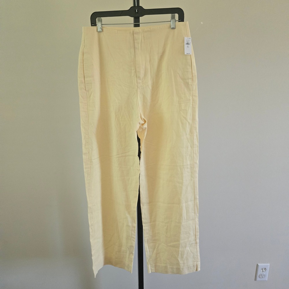Gap Polished Linen Flare Pants Vanilla Pudding Yellow High Rise Tall 8 Coastal
